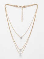 NVR Women's Gold-Polished Artificial Stones Layered Chain
