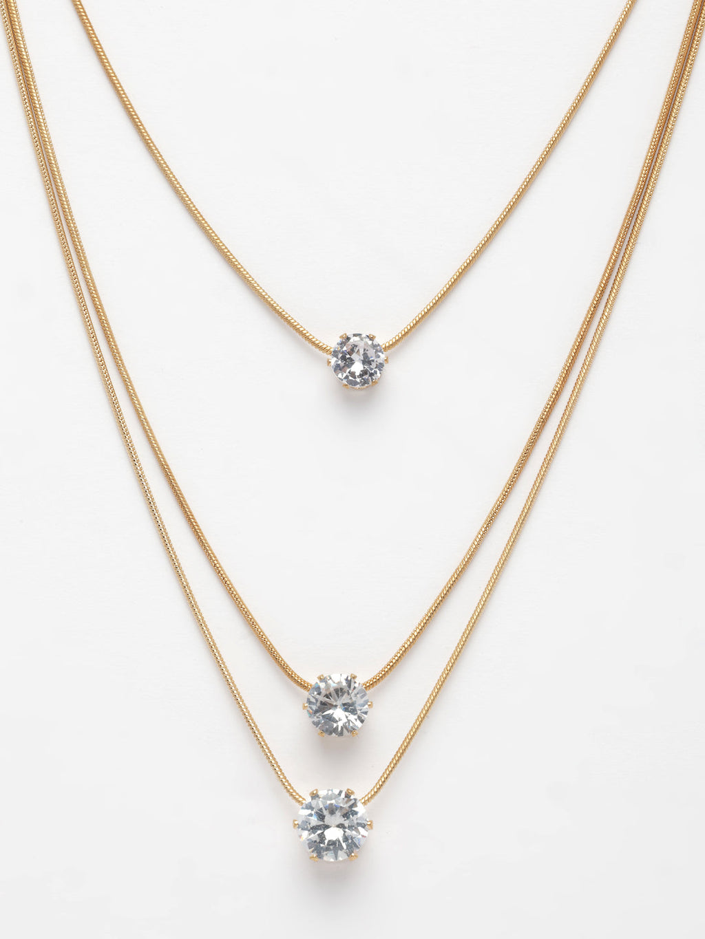 NVR Women's Gold-Polished Artificial Stones Layered Chain