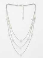 NVR Women's Silver-Plated White Pearls Party Layered Chain - Distacart