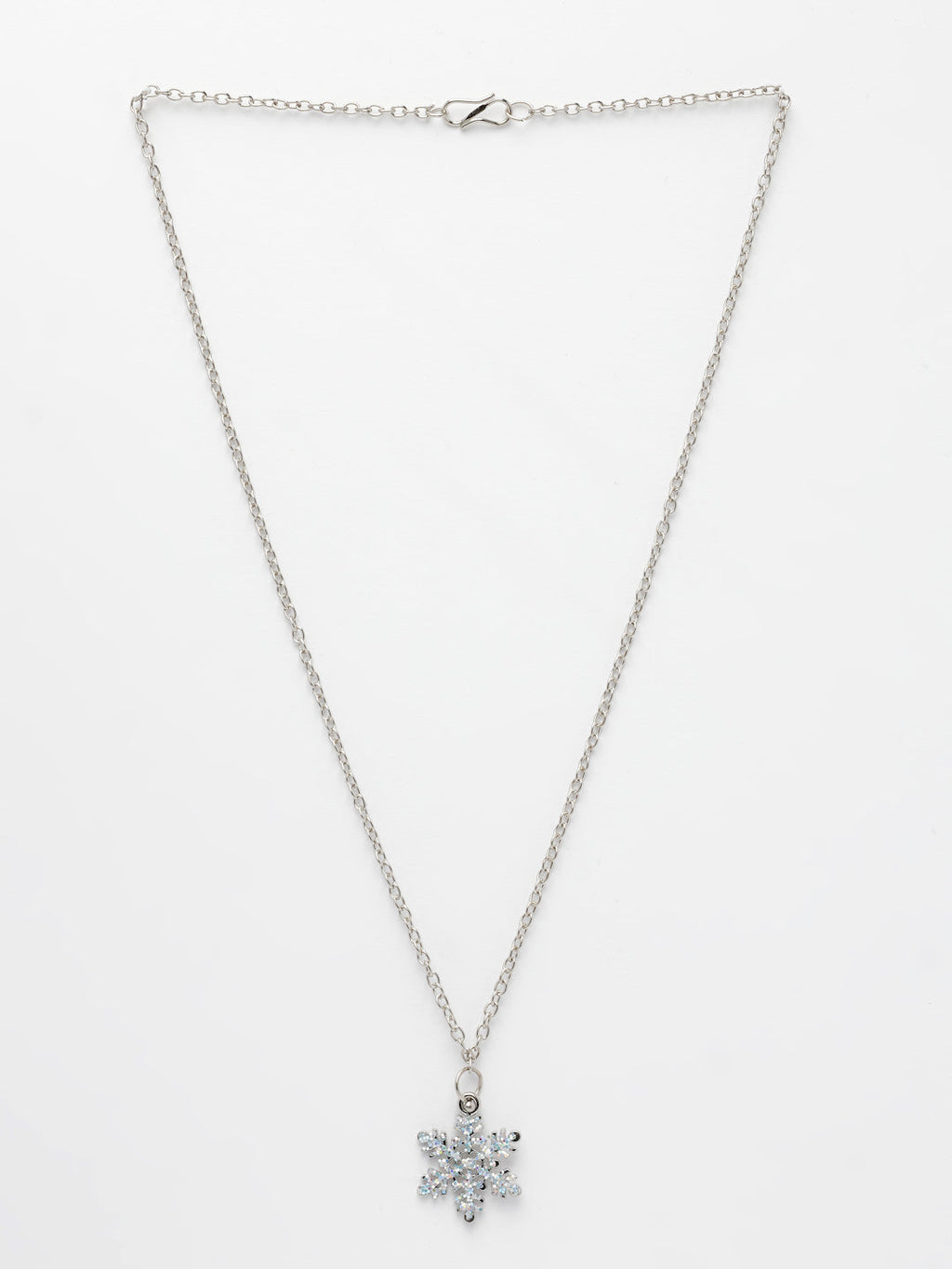 NVR Women's Silver-Plated Chain With Snowflake Pendant