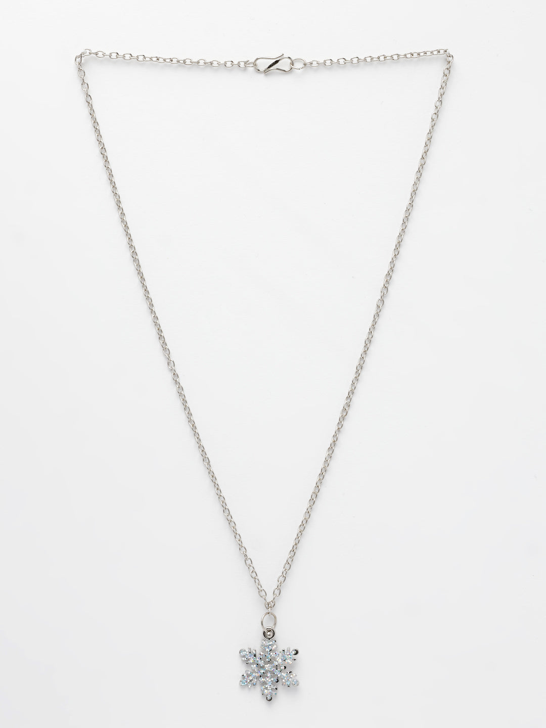 NVR Women's Silver-Plated Chain With Snowflake Pendant