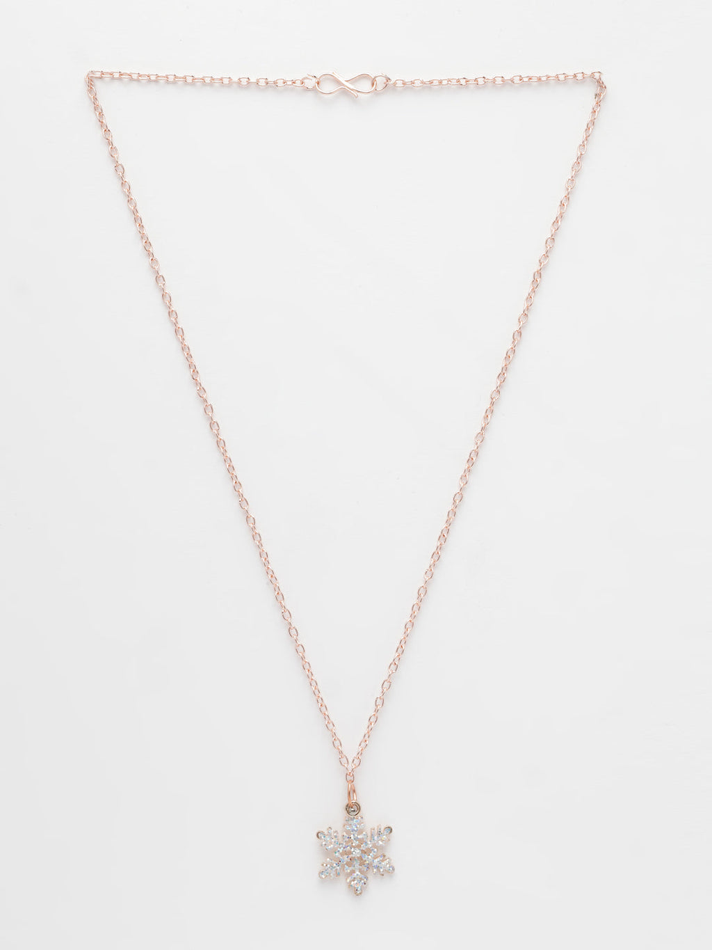 NVR Women's Rose Gold-Polished Chain With Snowflake Pendant