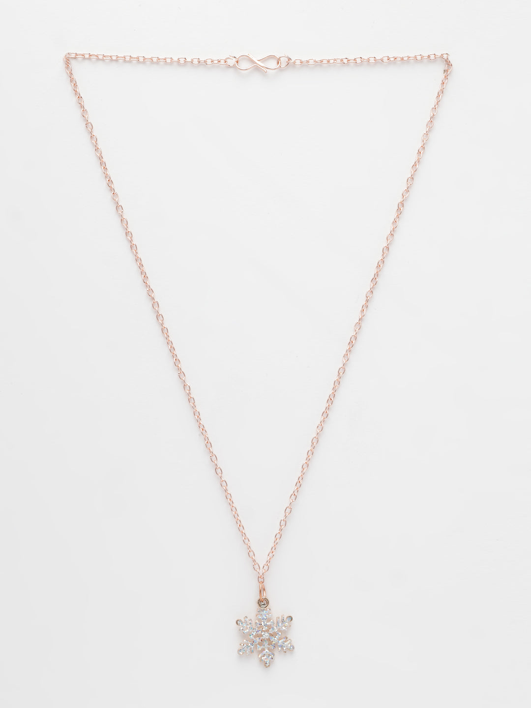 NVR Women's Rose Gold-Polished Chain With Snowflake Pendant