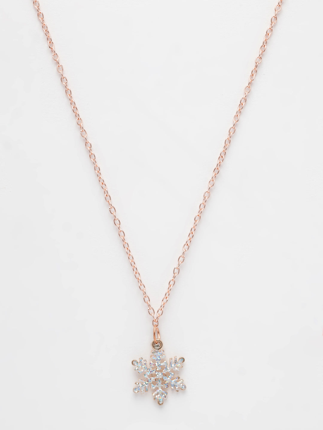 NVR Women's Rose Gold-Polished Chain With Snowflake Pendant