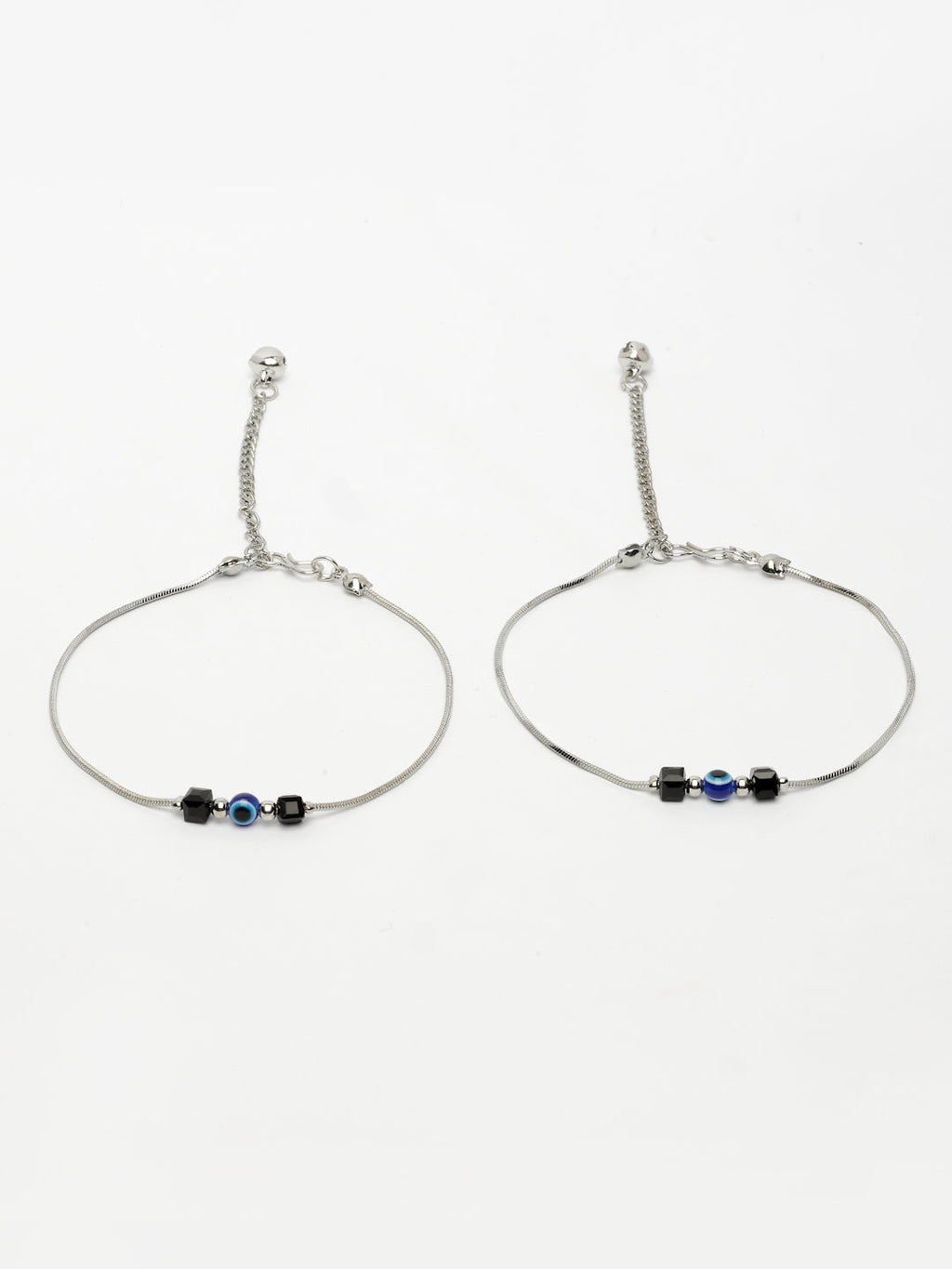 NVR Women's Silver-Plated Evil Eye Anklet - Distacart