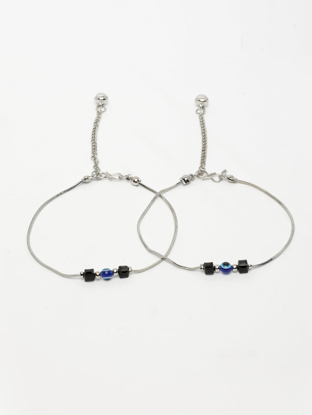 NVR Women's Silver-Plated Evil Eye Anklet - Distacart