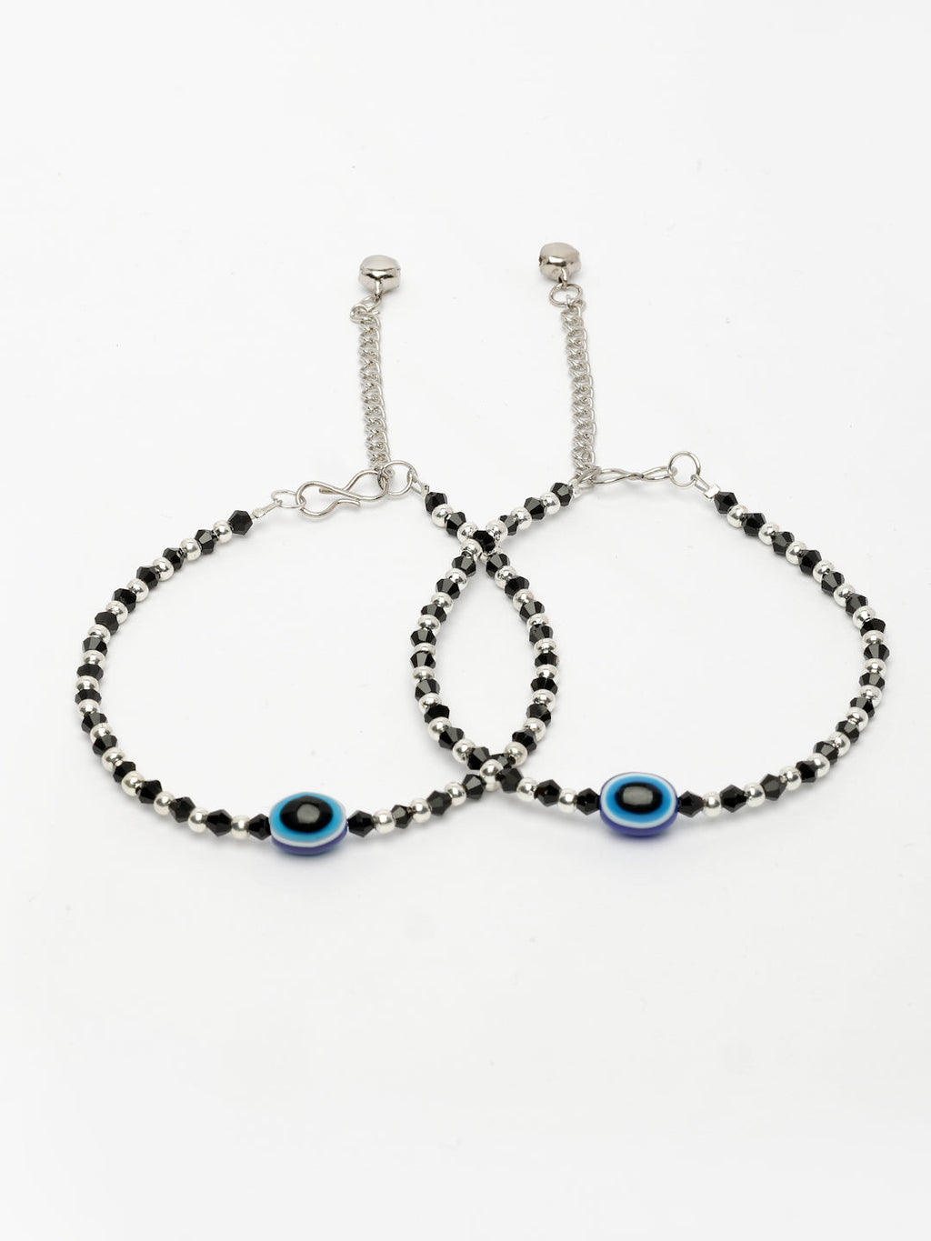 NVR Women's Silver-Plated Evil Eye Artificial Beads Anklet - Distacart