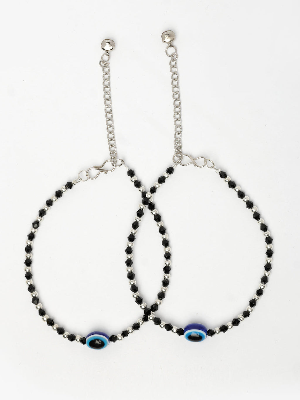 NVR Women's Silver-Plated Evil Eye Artificial Beads Anklet - Distacart