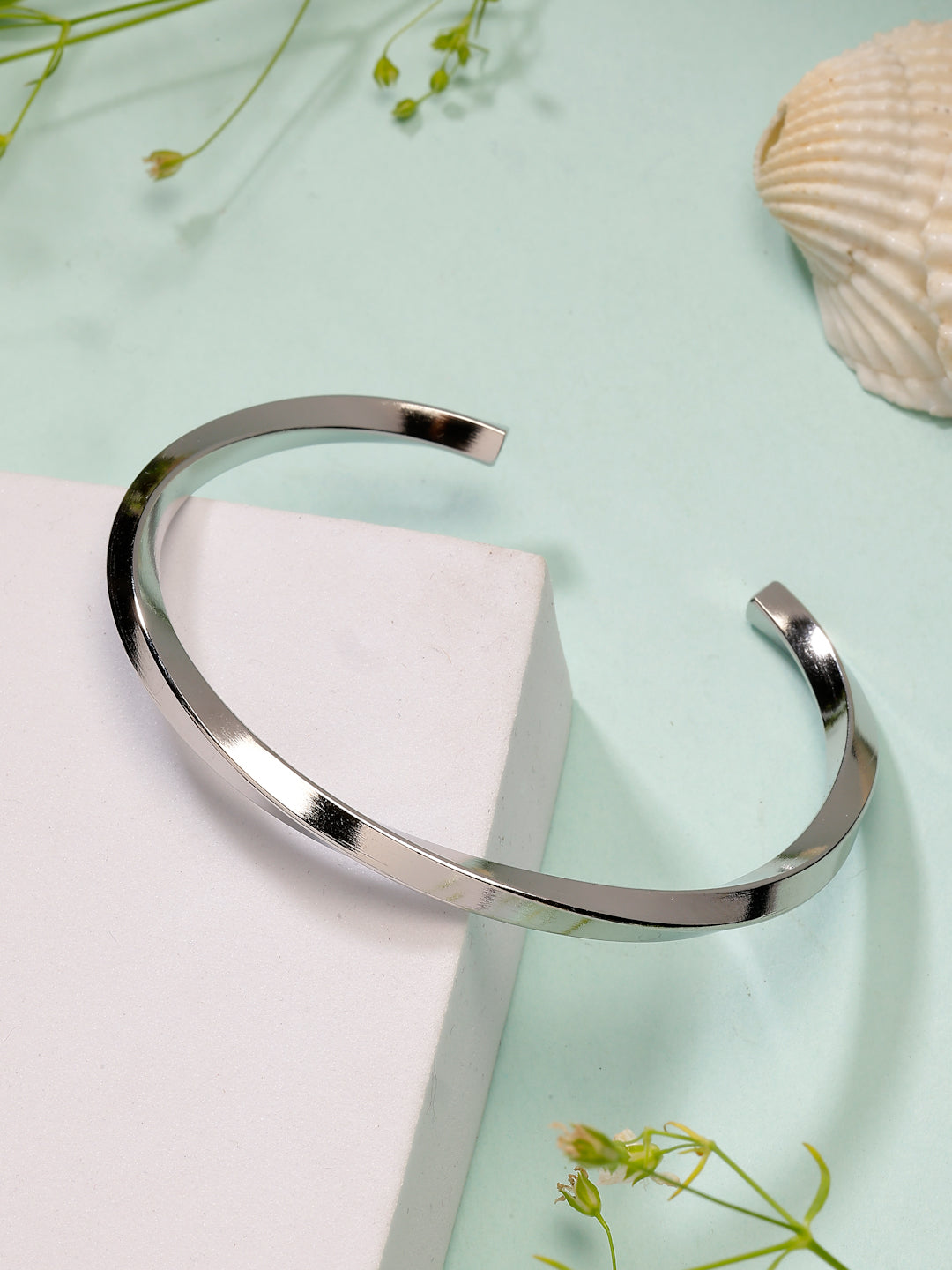 NVR Men's Silver-Plated Stainless Steel Cuff Bracelet - Distacart