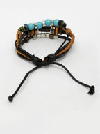 NVR Men's Evil Eye Multi-Coloured Leather Wraparound Bracelet - Distacart