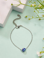 NVR Women's Silver-Plated Evil Eye Link Bracelet - Distacart