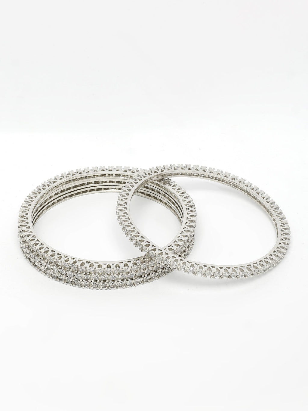 NVR Women's Set of 4 Silver-Plated Cubic Zirconia Stone Studded Bangles - Distacart