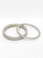 NVR Women's Set of 4 Silver-Plated Cubic Zirconia Stone Studded Bangles - Distacart