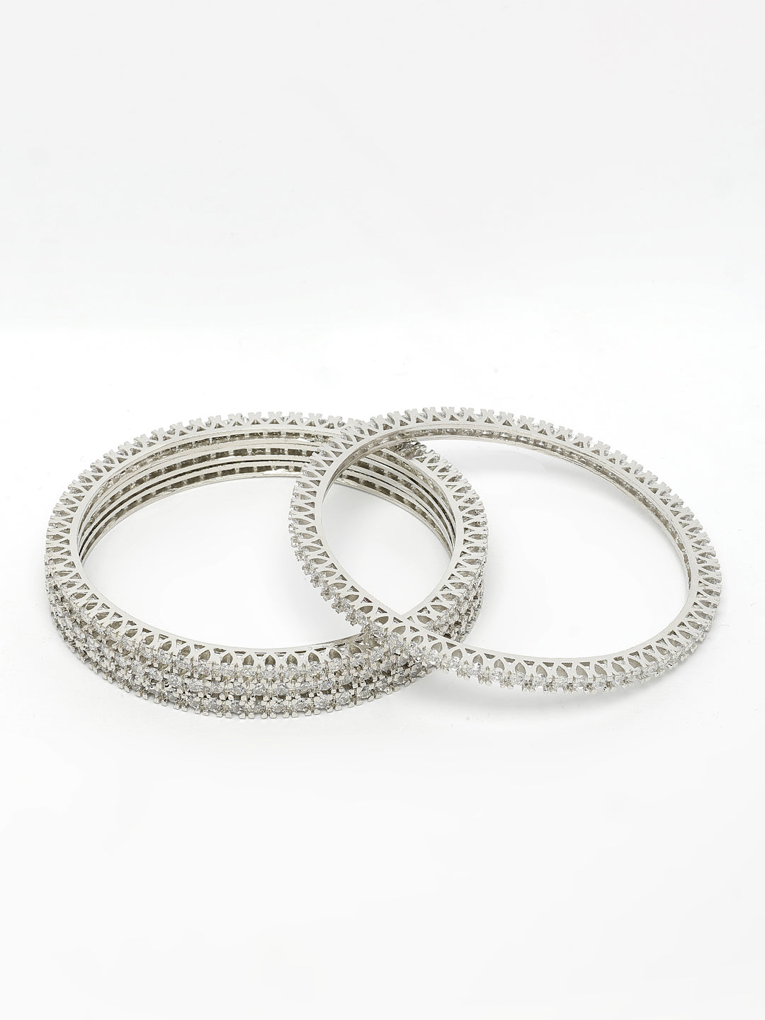 NVR Women's Set of 4 Silver-Plated Cubic Zirconia Stone Studded Bangles - Distacart