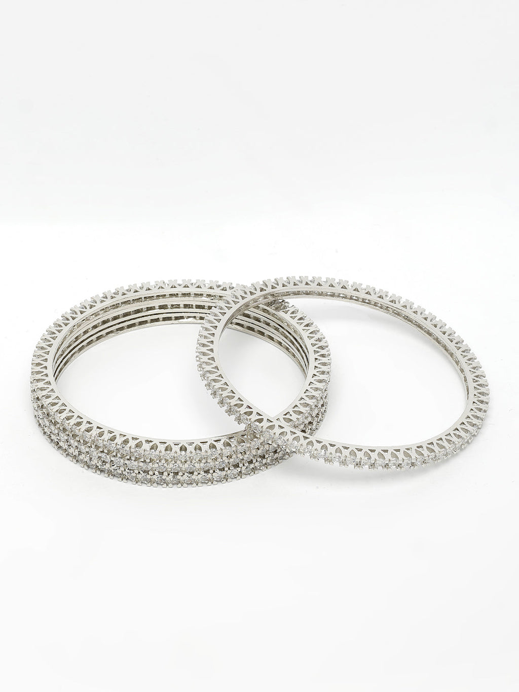 NVR Women's Set of 4 Silver-Plated Cubic Zirconia Stone Studded Bangles - Distacart