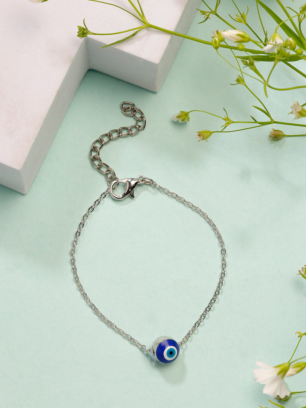 NVR Women's Set of 2 Gold & Silver Polished Evil eye Link Bracelet - Distacart