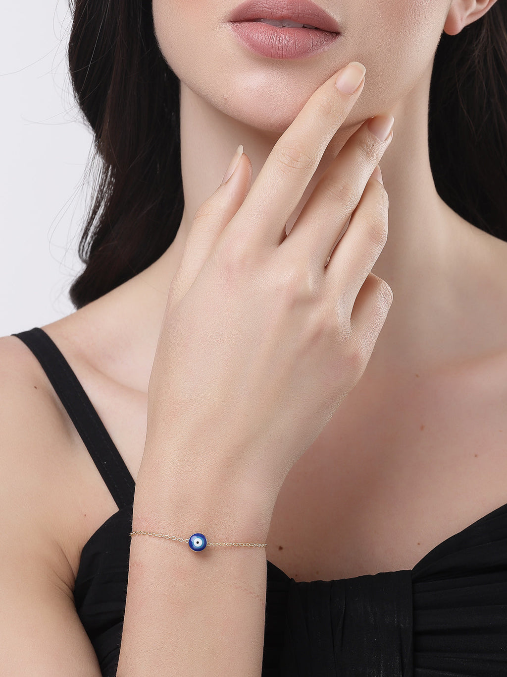 NVR Women's Set of 2 Gold & Silver Polished Evil eye Link Bracelet - Distacart