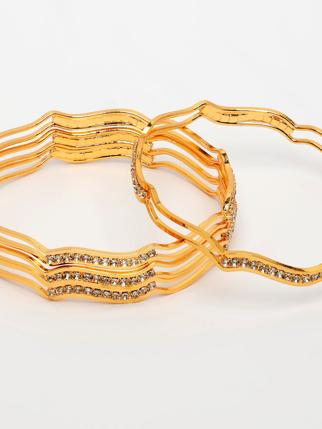 NVR Women's Set of 4 Gold-Polished Cubic Zirconia Stone Studded Bangles - Distacart