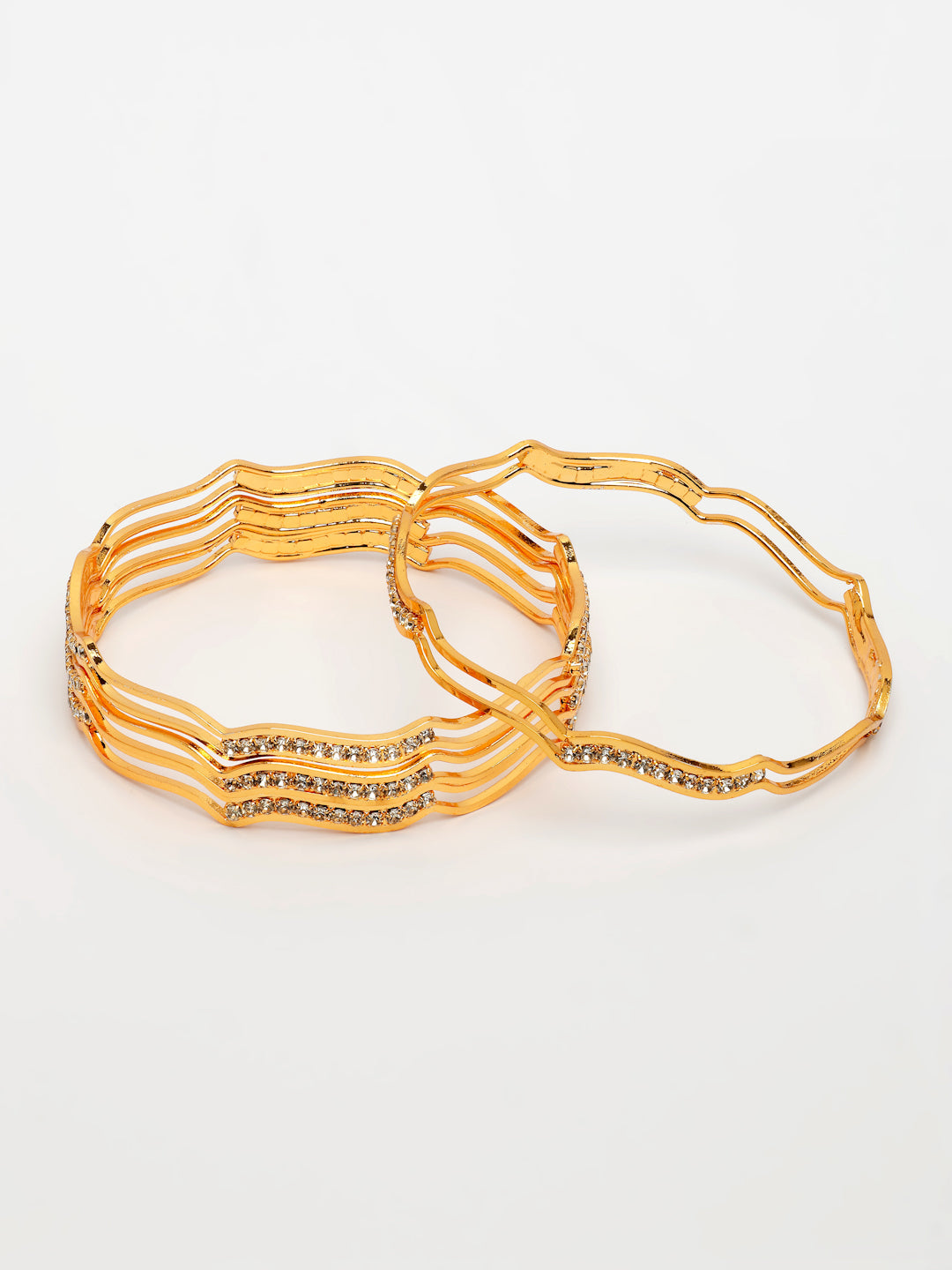 NVR Women's Set of 4 Gold-Polished Cubic Zirconia Stone Studded Bangles - Distacart