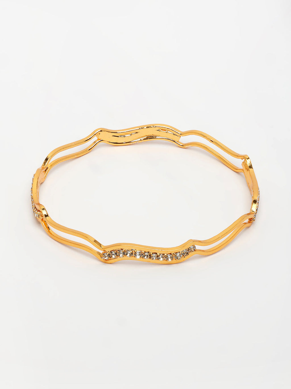 NVR Women's Set of 4 Gold-Polished Cubic Zirconia Stone Studded Bangles - Distacart