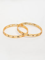 NVR Women's Set of 2 Gold-Polished Cubic Zirconia Stone Studded Bangles - Distacart
