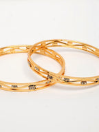 NVR Women's Set of 2 Gold-Polished Cubic Zirconia Stone Studded Bangles - Distacart