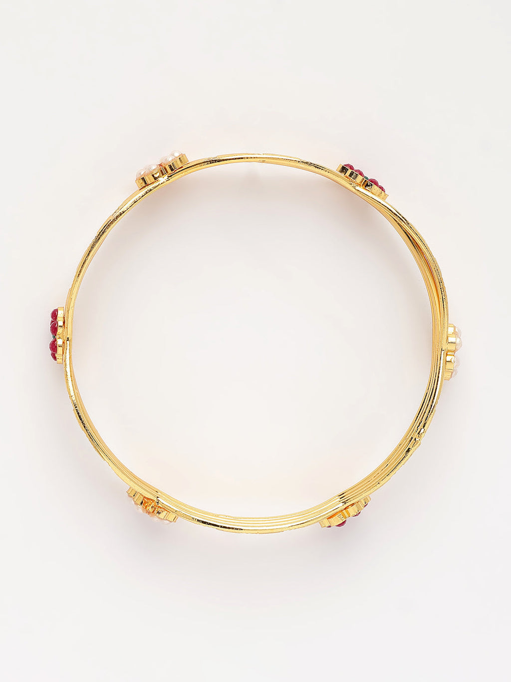 NVR Women's Set of 2 Gold-Polished Artificial Stones Traditional Bangles - Distacart