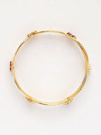 NVR Women's Set of 2 Gold-Polished Artificial Stones Traditional Bangles - Distacart