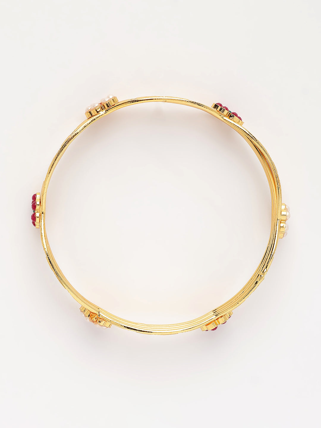 NVR Women's Set of 2 Gold-Polished Artificial Stones Traditional Bangles - Distacart