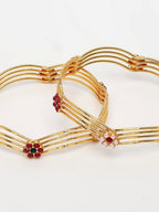 NVR Women's Set of 2 Gold-Polished Artificial Stones Traditional Bangles - Distacart
