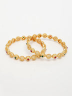 NVR Women's Set of 2 Gold-Polished Artificial Stones Traditional Bangles - Distacart