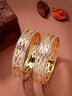 NVR Women's Set of 2 Gold-Polished Cubic Zirconia Stone Studded Kada Bangles - Distacart