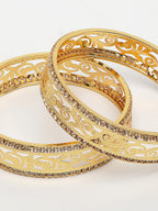 NVR Women's Set of 2 Gold-Polished Cubic Zirconia Stone Studded Kada Bangles - Distacart