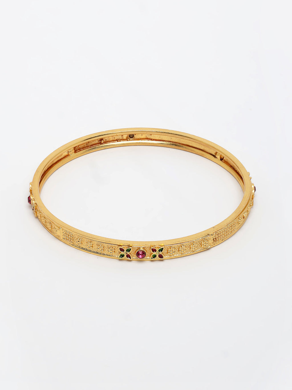 NVR Women's Set of 4 Gold-Polished Artificial Stones Traditional Bangles - Distacart