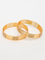 NVR Women's Set of 2 Gold-Polished Cubic Zirconia Stone Studded Bangles - Distacart