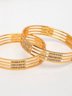 NVR Women's Set of 2 Gold-Polished Cubic Zirconia Stone Studded Bangles - Distacart