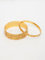 NVR Women's Set of 4 Gold-Polished Leaf Shaped Traditional Bangles - Distacart
