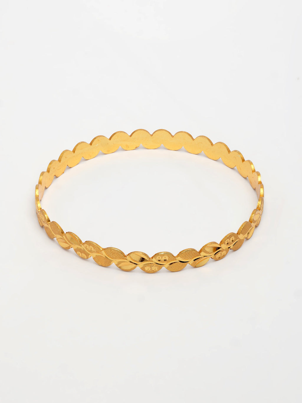 NVR Women's Set of 4 Gold-Polished Leaf Shaped Traditional Bangles - Distacart