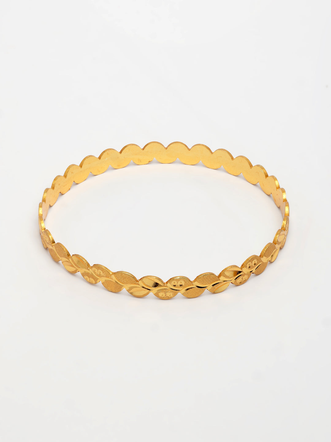 NVR Women's Set of 4 Gold-Polished Leaf Shaped Traditional Bangles - Distacart
