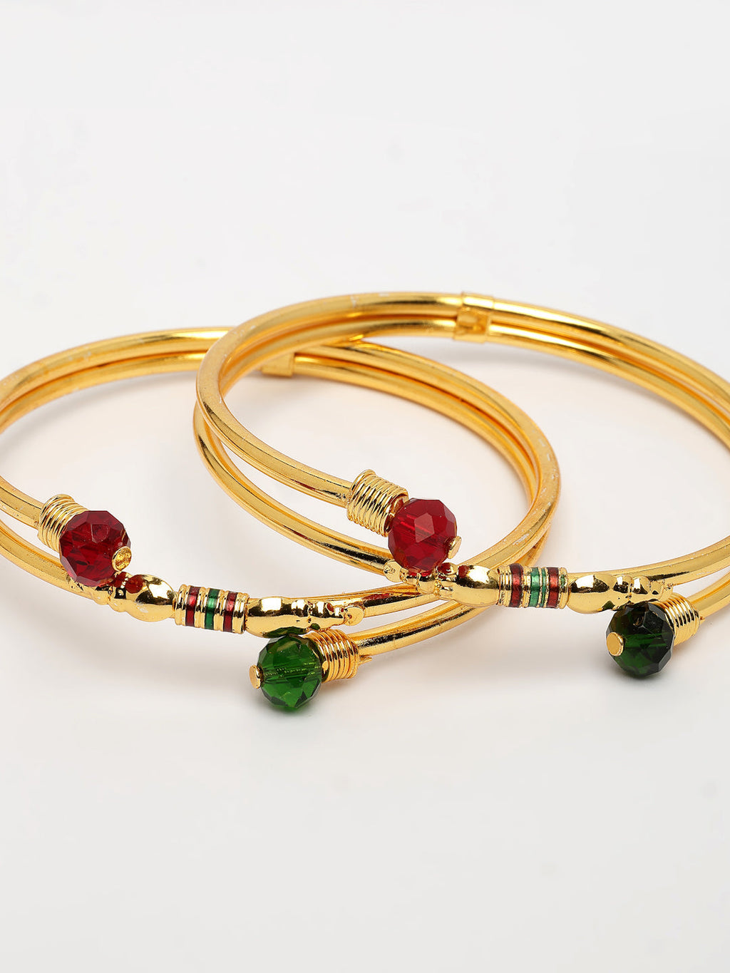 NVR Women's Set of 2 Gold-Polished Artificial Beads Traditional Bangles - Distacart