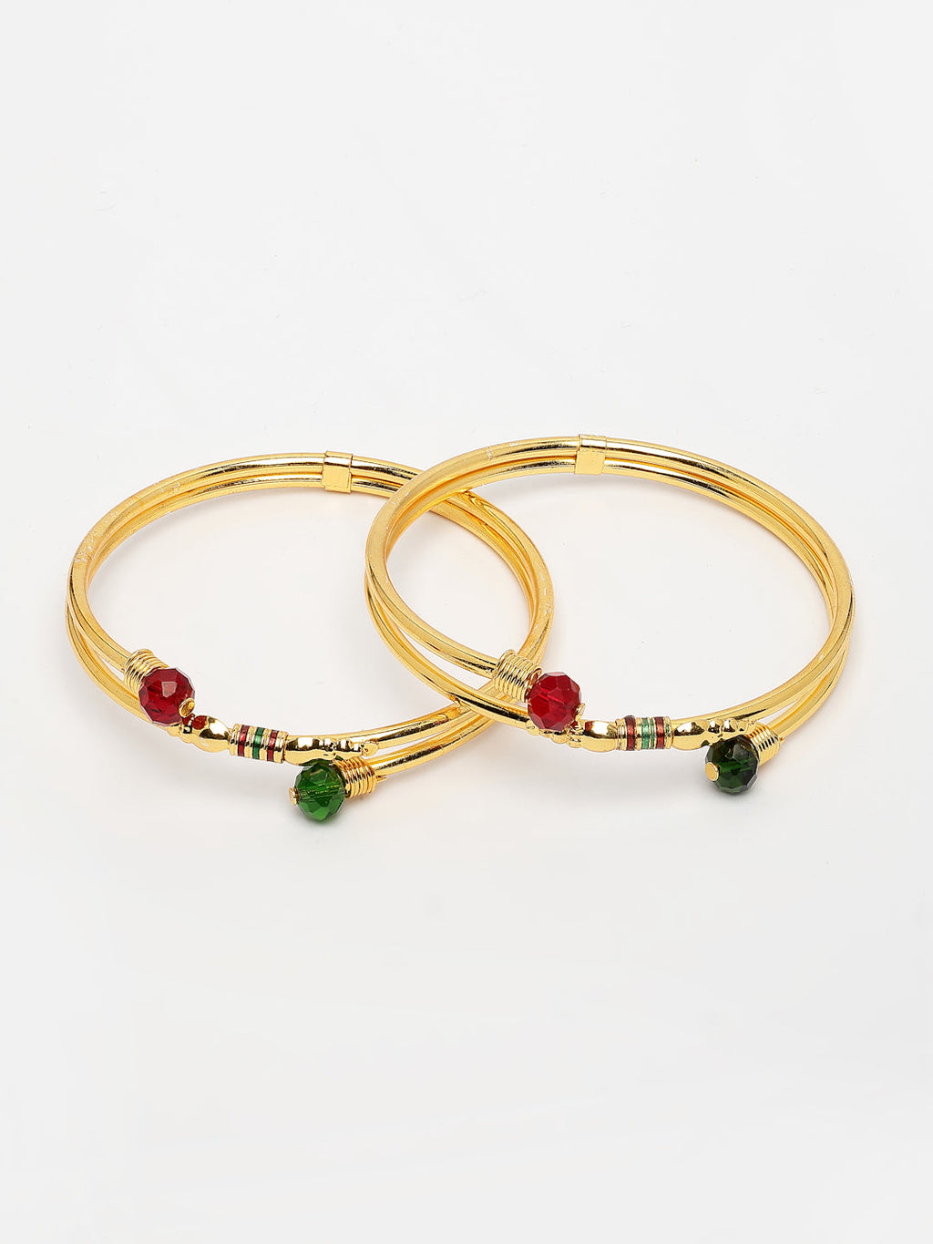 NVR Women's Set of 2 Gold-Polished Artificial Beads Traditional Bangles - Distacart