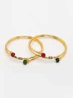 NVR Women's Set of 2 Gold-Polished Artificial Beads Traditional Bangles - Distacart