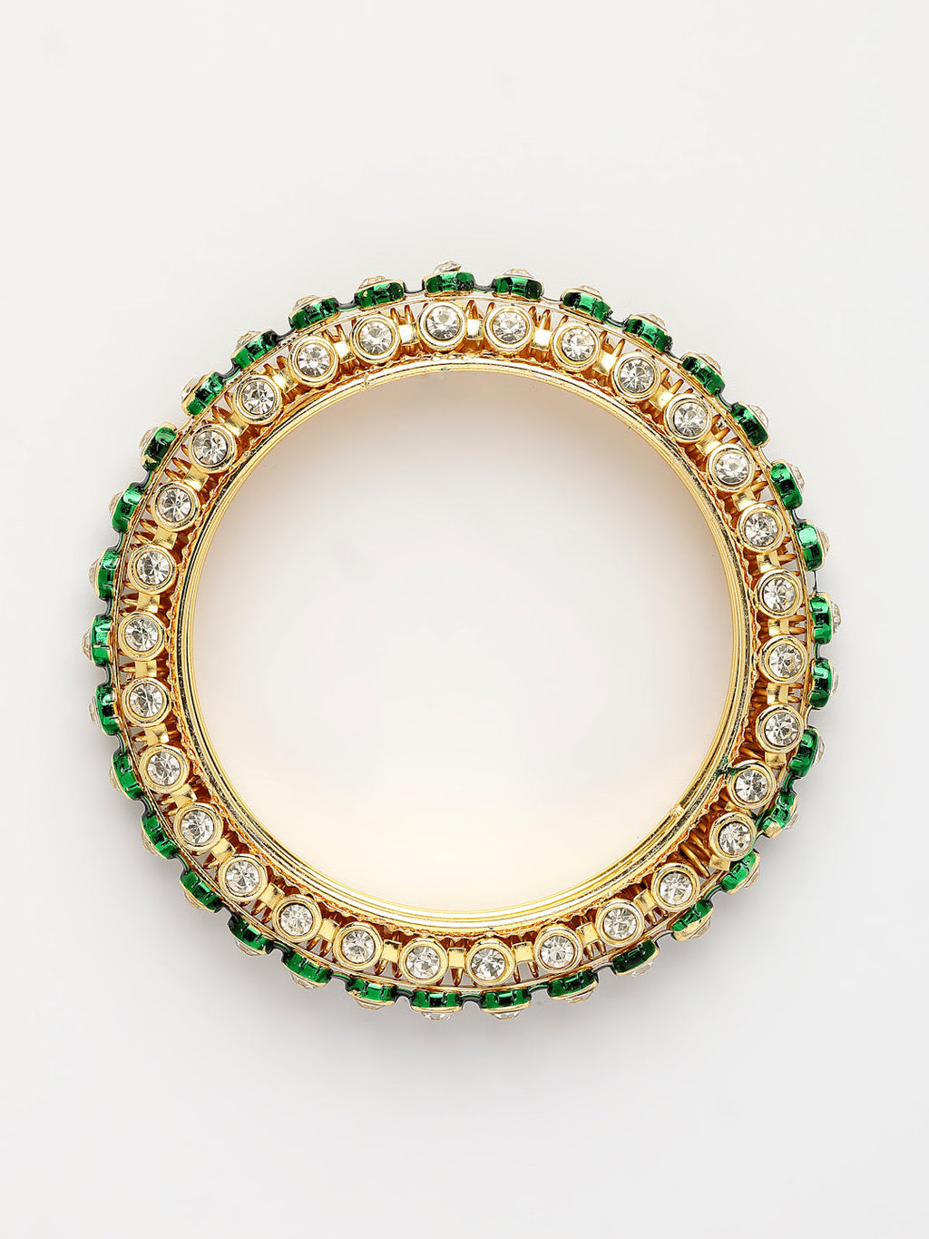 NVR Women's Set of 2 Gold-Polished Kundan Studded Bangles - Distacart