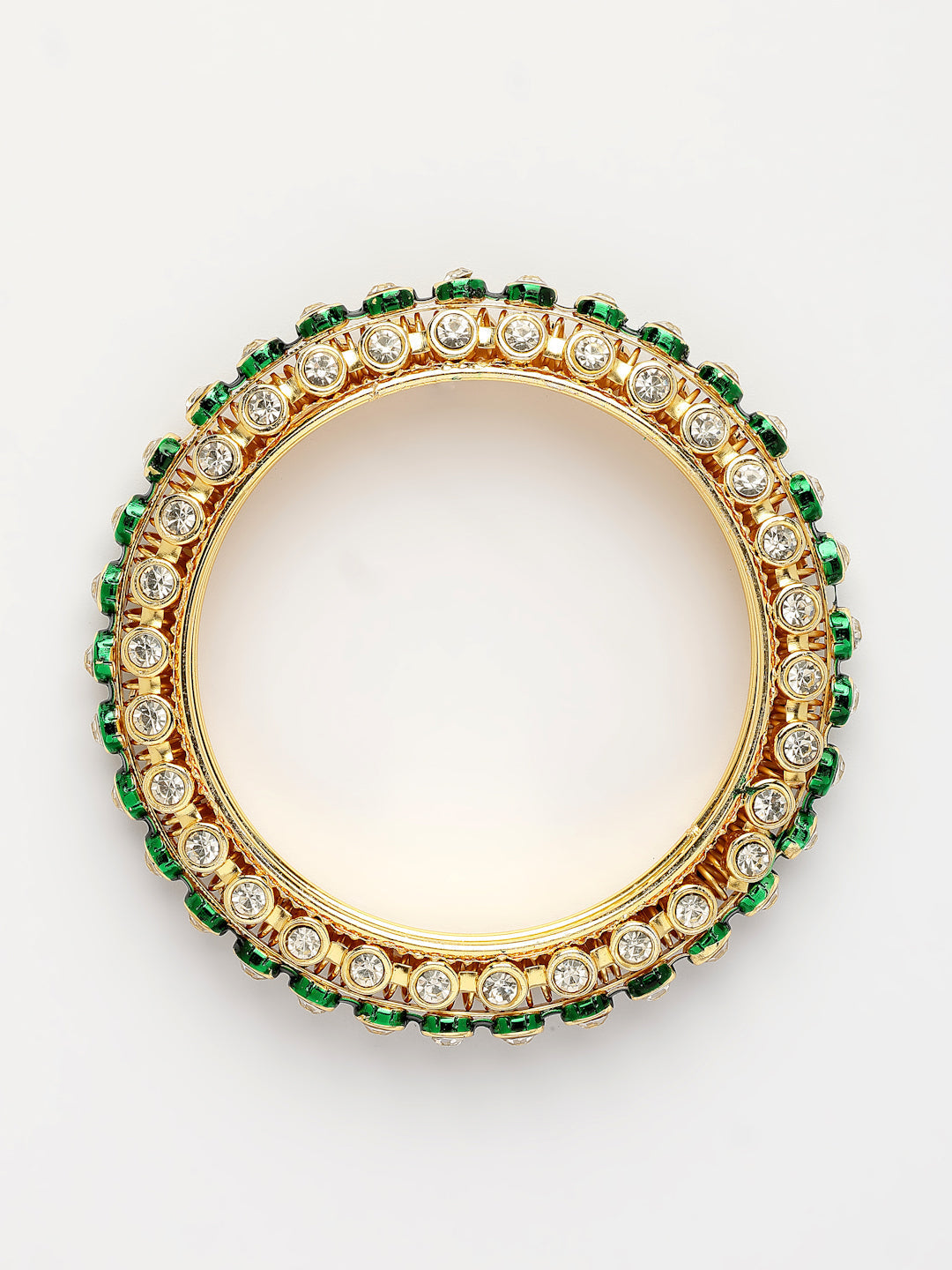 NVR Women's Set of 2 Gold-Polished Kundan Studded Bangles - Distacart