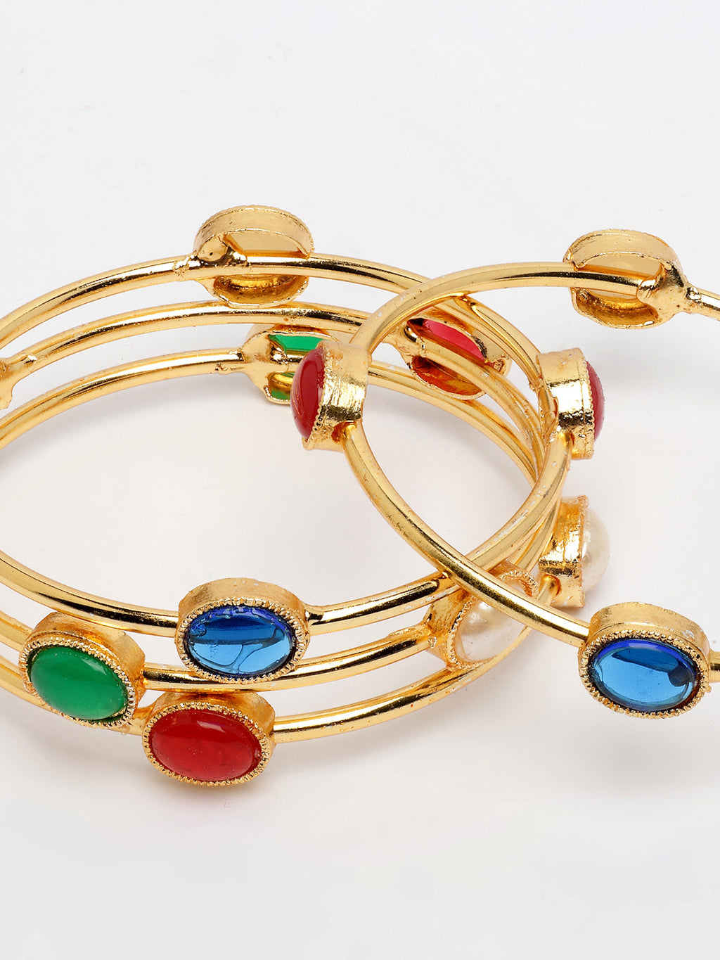 NVR Women's Set of 4 Gold-Polished Artificial Stone Studded Bangles - Distacart