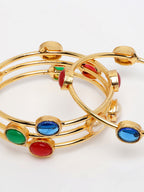 NVR Women's Set of 4 Gold-Polished Artificial Stone Studded Bangles - Distacart