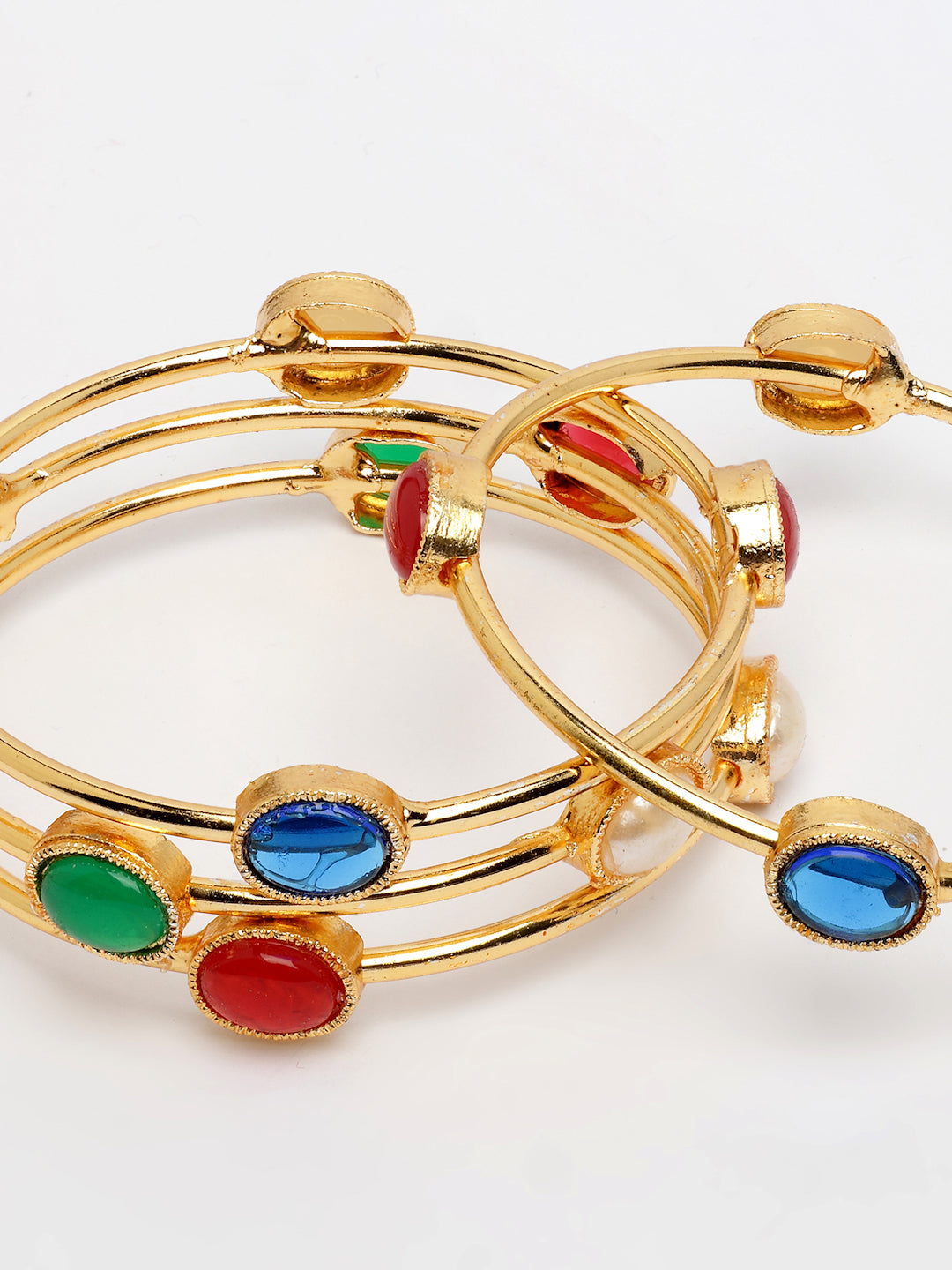 NVR Women's Set of 4 Gold-Polished Artificial Stone Studded Bangles - Distacart