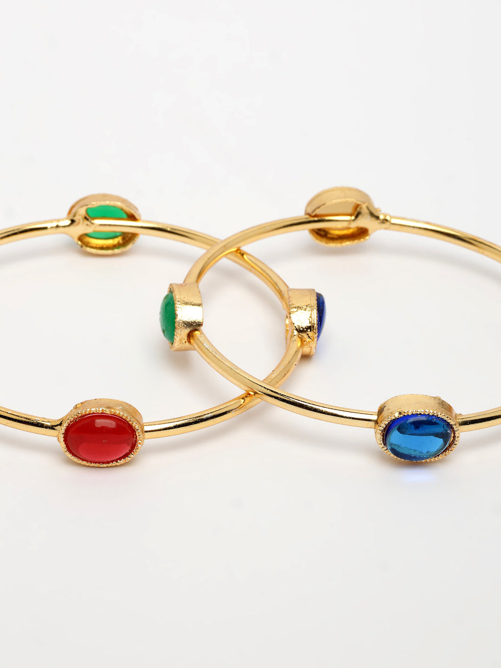 NVR Women's Set of 2 Gold-Polished Artificial Stone Studded Bangles - Distacart