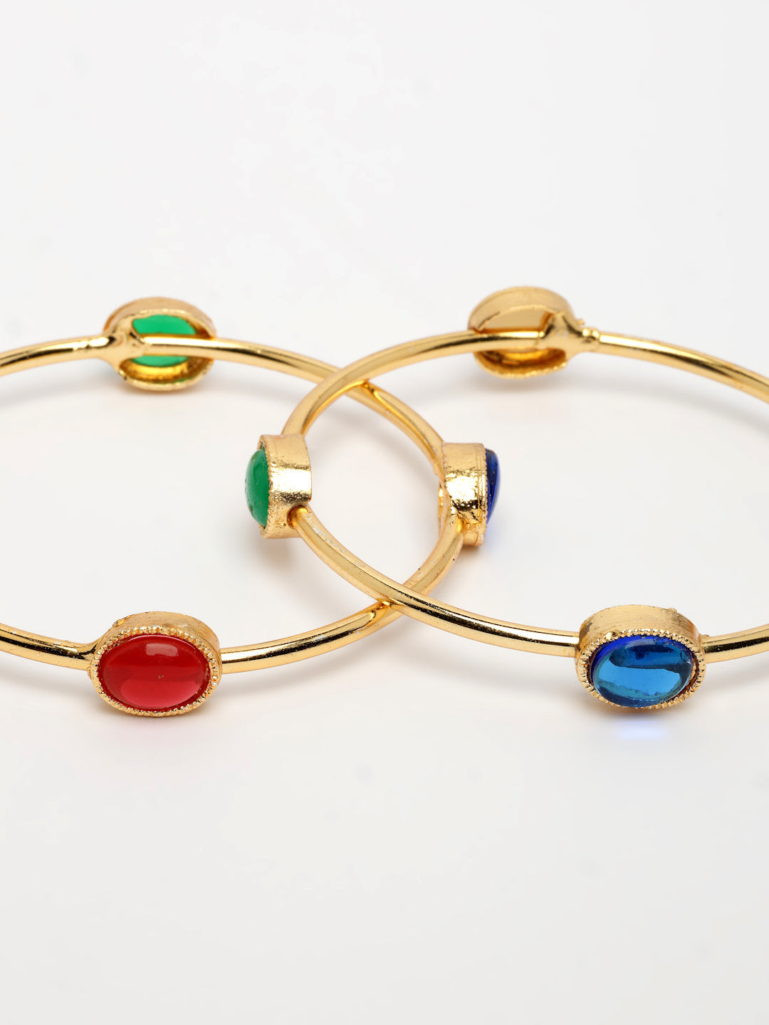 NVR Women's Set of 2 Gold-Polished Artificial Stone Studded Bangles - Distacart