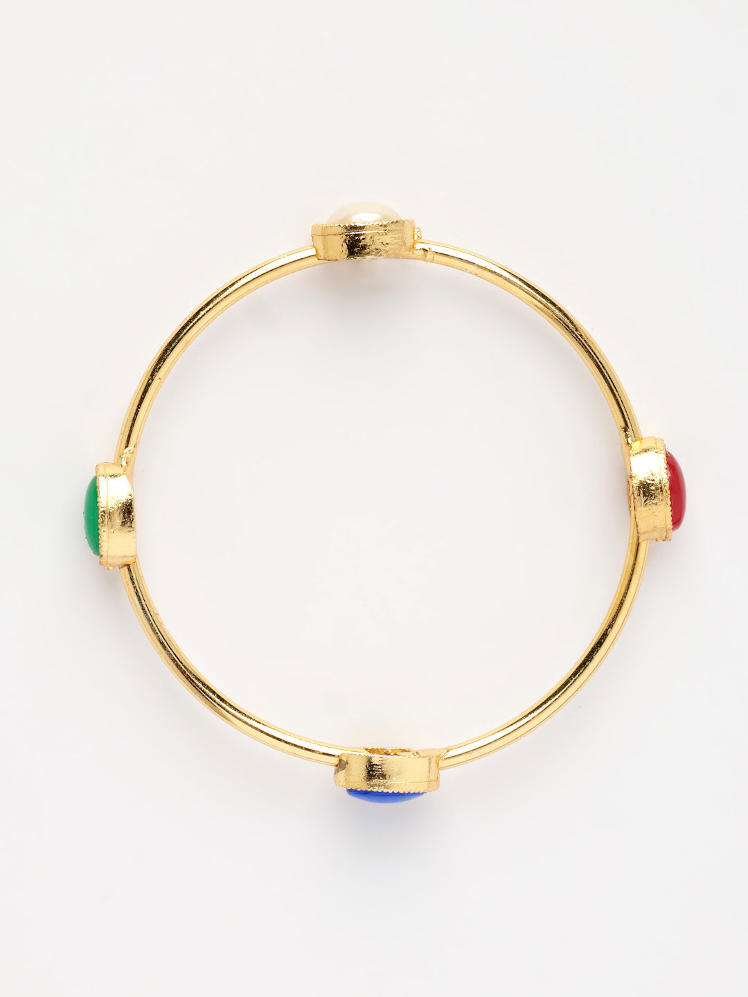NVR Women's Set of 2 Gold-Polished Artificial Stone Studded Bangles - Distacart